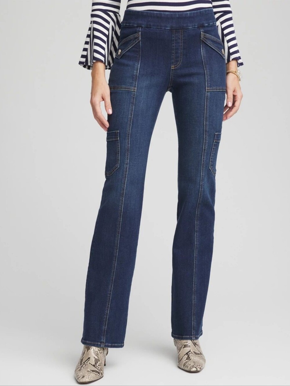 Like New Chicos Pull On Utility  Boot cut Jean